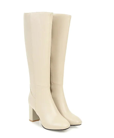 Elegant Leather High-Heel Boots