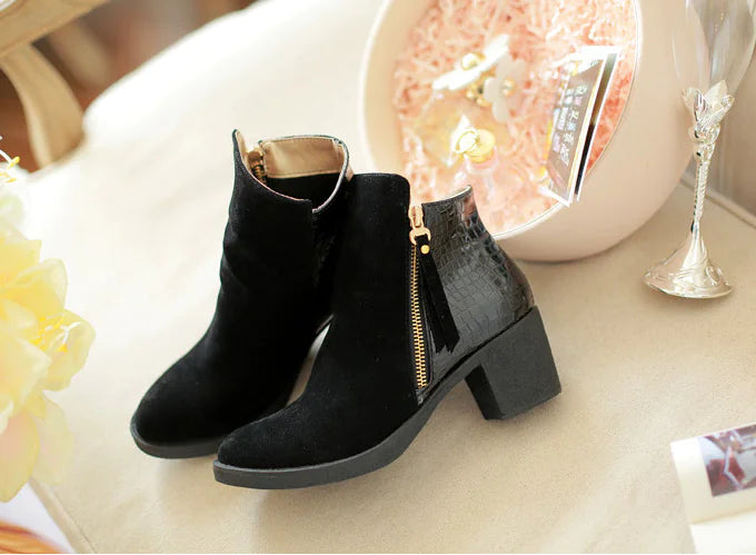 Sleek Side-Zip Leather Ankle Boots