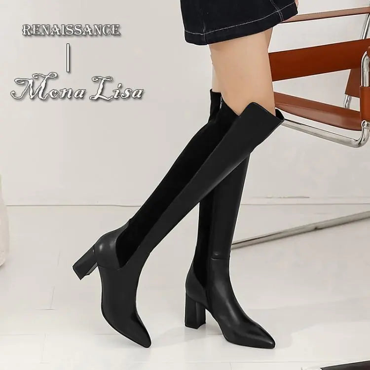 Chic Elastic Leather High Boots