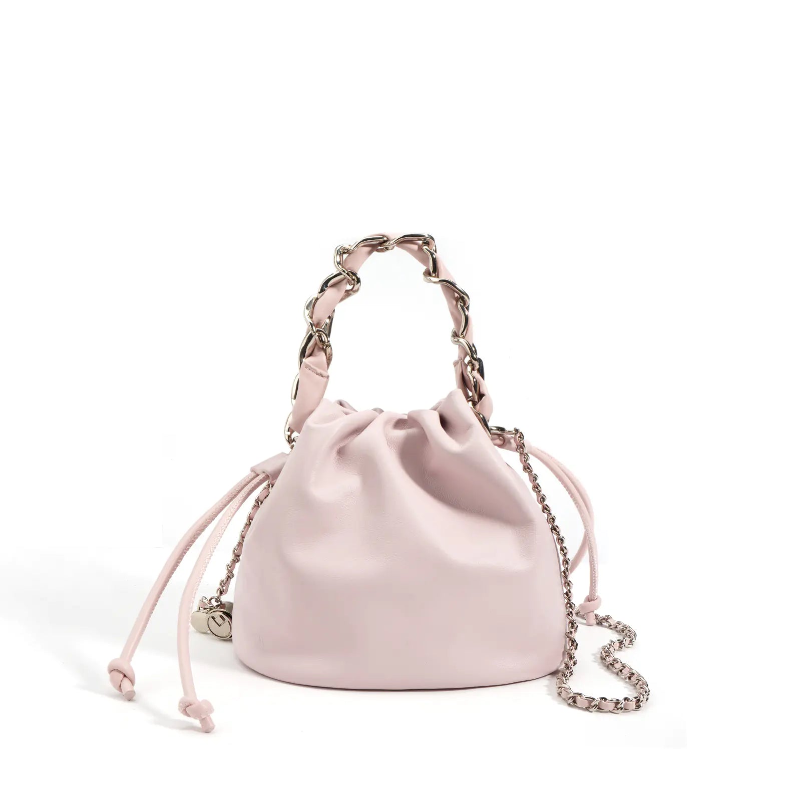 Luxury Leather Drawstring Crossbody Bucket Bag