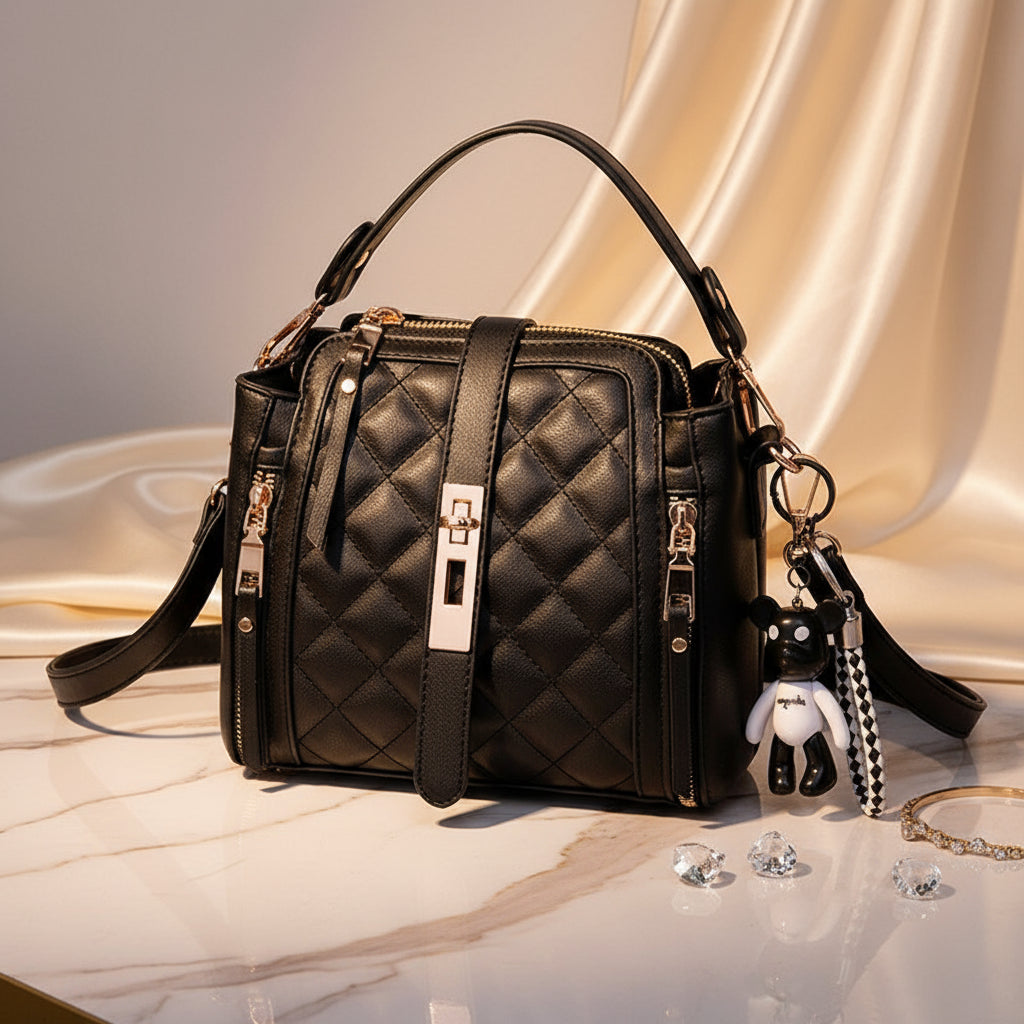 Diamond Quilted Bucket Bag